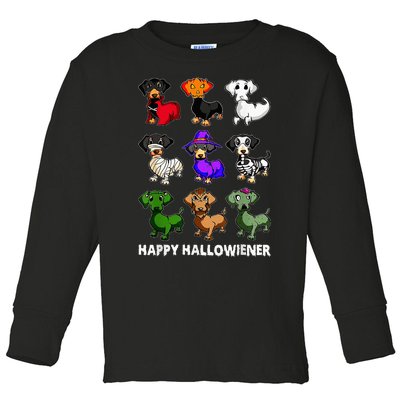 Dachshund Happy Halloweiner Funny Halloween Dogs Lover Toddler Long Sleeve Shirt