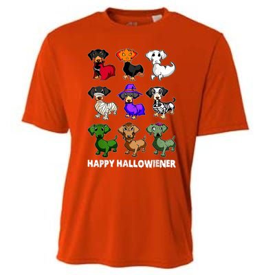 Dachshund Happy Halloweiner Funny Halloween Dogs Lover Gift Cooling Performance Crew T-Shirt