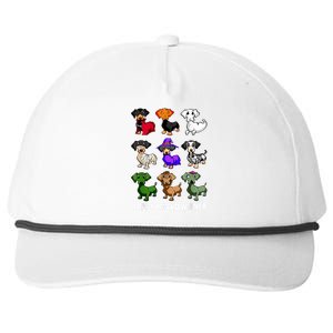 Dachshund Happy Halloweiner Funny Halloween Dogs Lover Gift Snapback Five-Panel Rope Hat