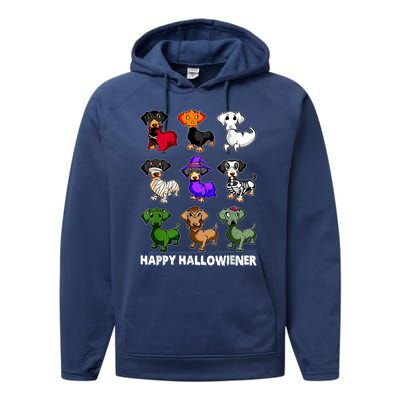 Dachshund Happy Halloweiner Funny Halloween Dogs Lover Gift Performance Fleece Hoodie