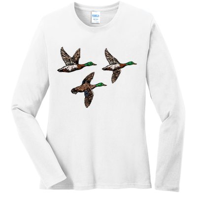 Duck Hunting Hunter Ladies Long Sleeve Shirt