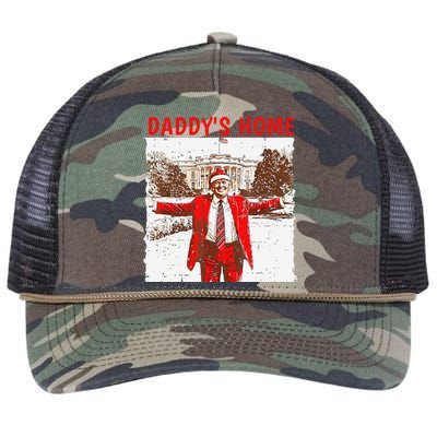 DaddyS Home ILl Be Home For Christmas Fun Trump 2024 Xmas Retro Rope Trucker Hat Cap