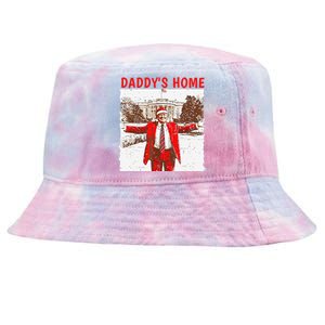 DaddyS Home ILl Be Home For Christmas Fun Trump 2024 Xmas Tie-Dyed Bucket Hat