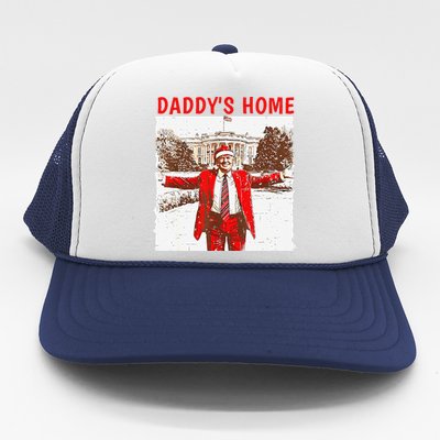 DaddyS Home ILl Be Home For Christmas Fun Trump 2024 Xmas Trucker Hat