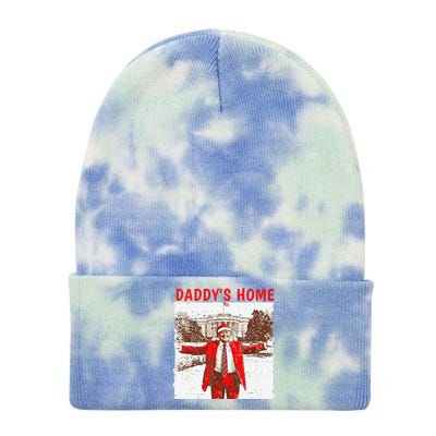 DaddyS Home ILl Be Home For Christmas Fun Trump 2024 Xmas Tie Dye 12in Knit Beanie