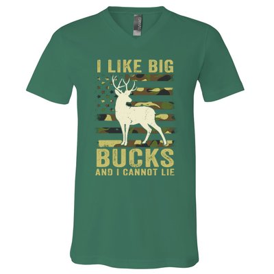 Deer Huntingshirt I Like Big Bucks & Cannot Lie Funny Dad V-Neck T-Shirt