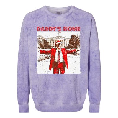 DaddyS Home ILl Be Home For Christmas Fun Trump 2024 Xmas Colorblast Crewneck Sweatshirt