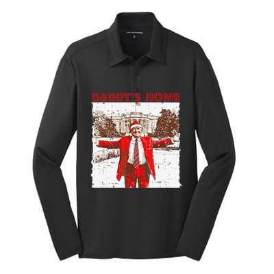 DaddyS Home ILl Be Home For Christmas Fun Trump 2024 Xmas Silk Touch Performance Long Sleeve Polo