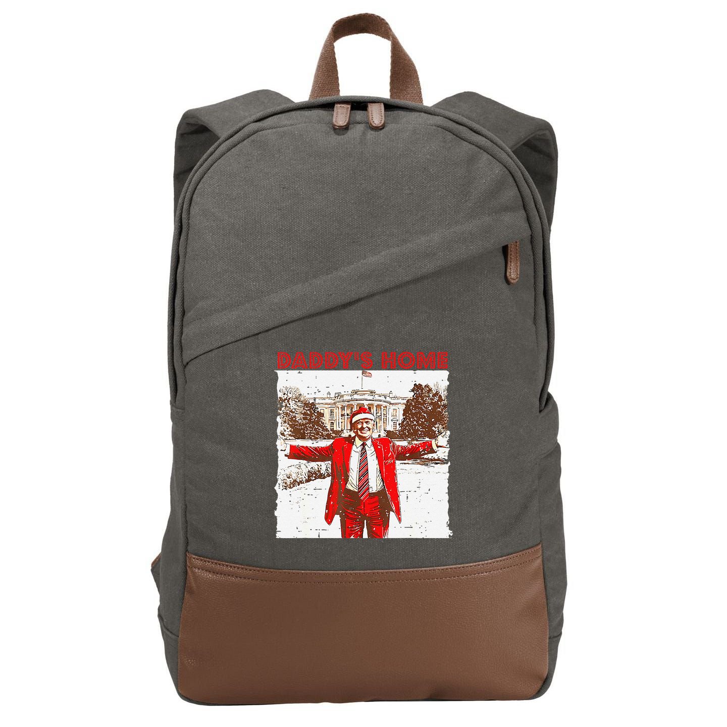 DaddyS Home ILl Be Home For Christmas Fun Trump 2024 Xmas Cotton Canvas Backpack