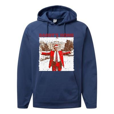 DaddyS Home ILl Be Home For Christmas Fun Trump 2024 Xmas Performance Fleece Hoodie