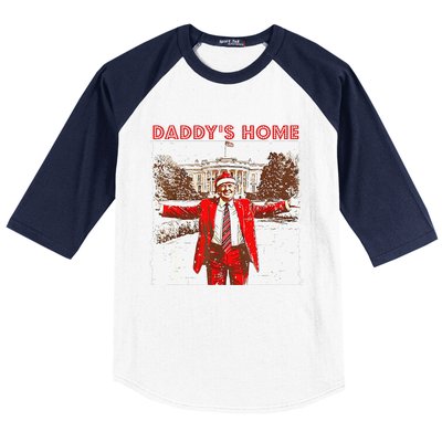 DaddyS Home ILl Be Home For Christmas Fun Trump 2024 Xmas Baseball Sleeve Shirt