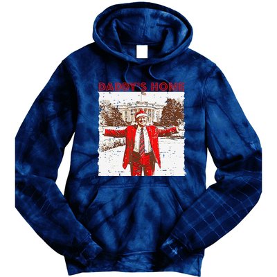 DaddyS Home ILl Be Home For Christmas Fun Trump 2024 Xmas Tie Dye Hoodie