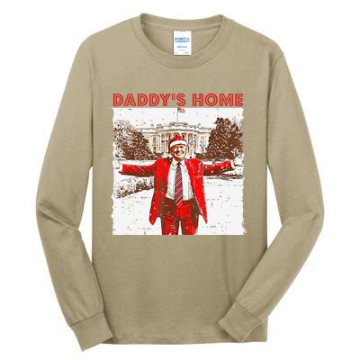 DaddyS Home ILl Be Home For Christmas Fun Trump 2024 Xmas Tall Long Sleeve T-Shirt