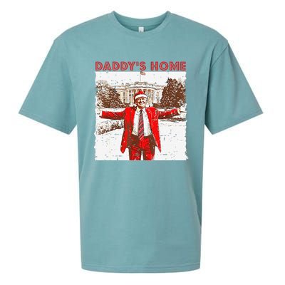 DaddyS Home ILl Be Home For Christmas Fun Trump 2024 Xmas Sueded Cloud Jersey T-Shirt