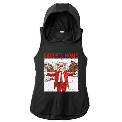 DaddyS Home ILl Be Home For Christmas Fun Trump 2024 Xmas Ladies PosiCharge Tri-Blend Wicking Draft Hoodie Tank