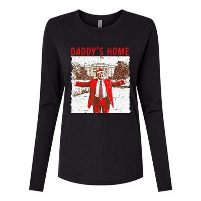 DaddyS Home ILl Be Home For Christmas Fun Trump 2024 Xmas Womens Cotton Relaxed Long Sleeve T-Shirt