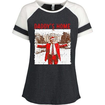 DaddyS Home ILl Be Home For Christmas Fun Trump 2024 Xmas Enza Ladies Jersey Colorblock Tee