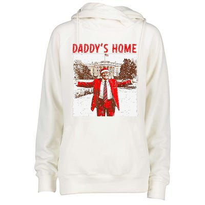 DaddyS Home ILl Be Home For Christmas Fun Trump 2024 Xmas Womens Funnel Neck Pullover Hood