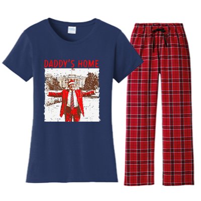 DaddyS Home ILl Be Home For Christmas Fun Trump 2024 Xmas Women's Flannel Pajama Set