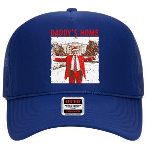 DaddyS Home ILl Be Home For Christmas Fun Trump 2024 Xmas High Crown Mesh Back Trucker Hat