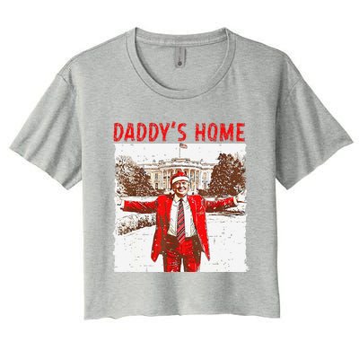 DaddyS Home ILl Be Home For Christmas Fun Trump 2024 Xmas Women's Crop Top Tee