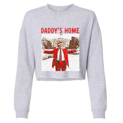 DaddyS Home ILl Be Home For Christmas Fun Trump 2024 Xmas Cropped Pullover Crew