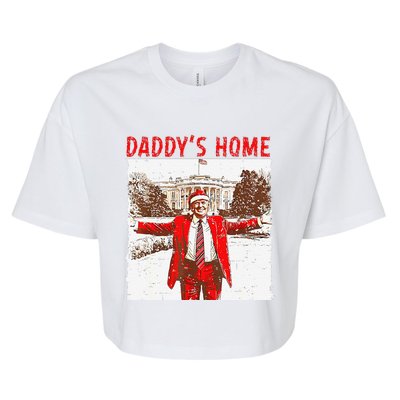 DaddyS Home ILl Be Home For Christmas Fun Trump 2024 Xmas Bella+Canvas Jersey Crop Tee