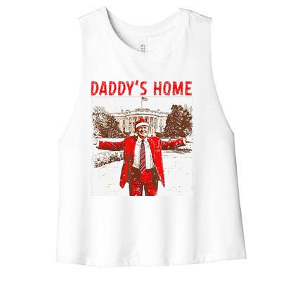 DaddyS Home ILl Be Home For Christmas Fun Trump 2024 Xmas Women's Racerback Cropped Tank