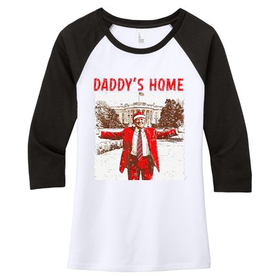 DaddyS Home ILl Be Home For Christmas Fun Trump 2024 Xmas Women's Tri-Blend 3/4-Sleeve Raglan Shirt