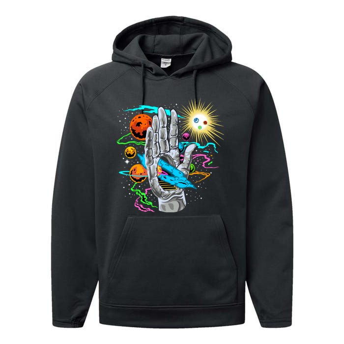 Divine Hand In Space Performance Fleece Hoodie