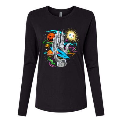 Divine Hand In Space Womens Cotton Relaxed Long Sleeve T-Shirt