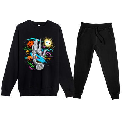 Divine Hand In Space Premium Crewneck Sweatsuit Set