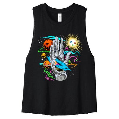 Divine Hand In Space Women's Racerback Cropped Tank