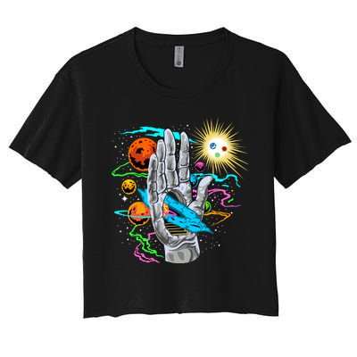 Divine Hand In Space Women's Crop Top Tee