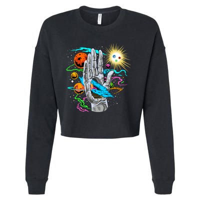 Divine Hand In Space Cropped Pullover Crew