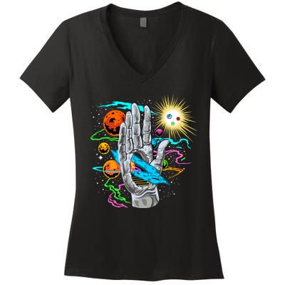 Divine Hand In Space Women's V-Neck T-Shirt