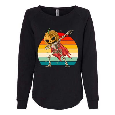 Dabbing Halloween Jackolantern Skeleton Pumpkin Retro Sunset Cool Gift Womens California Wash Sweatshirt