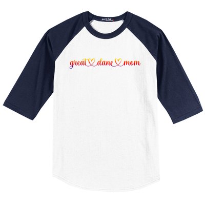 Dog Heart Love Great Dane Mom Funny Gift Baseball Sleeve Shirt