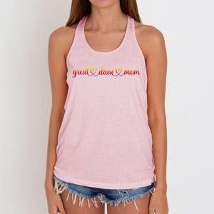 Dog Heart Love Great Dane Mom Funny Gift Women's Knotted Racerback Tank