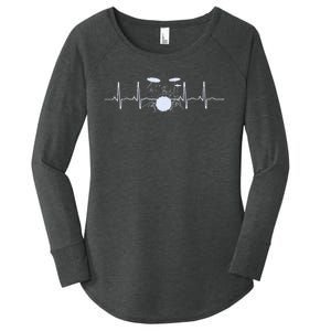 Drum Heartbeat Lifeline Music Lover Gift Drummer Women's Perfect Tri Tunic Long Sleeve Shirt