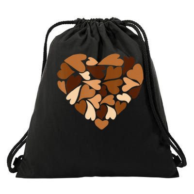 Diversity Hearts Love Black History Month Melanin Valentines Drawstring Bag