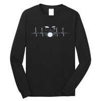 Drum Heartbeat Lifeline Music Lover Gift Drummer Long Sleeve Shirt