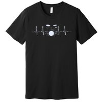 Drum Heartbeat Lifeline Music Lover Gift Drummer Premium T-Shirt