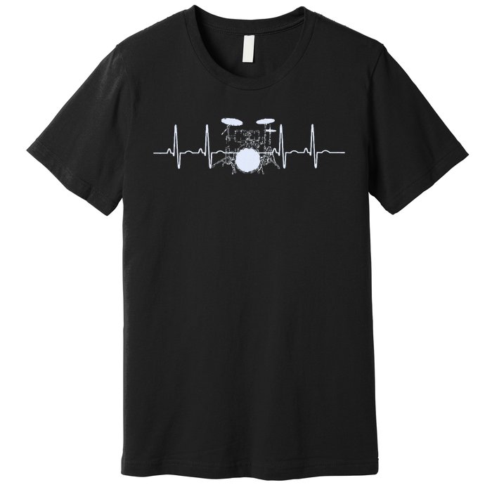 Drum Heartbeat Lifeline Music Lover Gift Drummer Premium T-Shirt