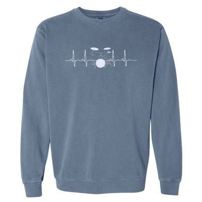 Drum Heartbeat Lifeline Music Lover Gift Drummer Garment-Dyed Sweatshirt