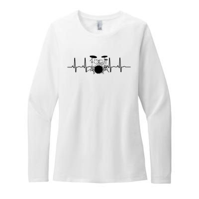 Drum Heartbeat Lifeline Music Lover Gift Drummer Womens CVC Long Sleeve Shirt