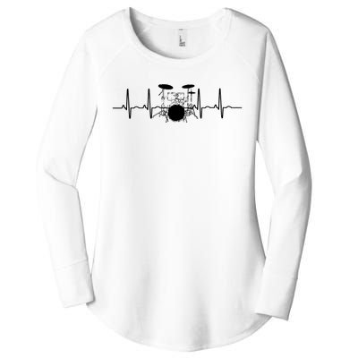 Drum Heartbeat Lifeline Music Lover Gift Drummer Women's Perfect Tri Tunic Long Sleeve Shirt