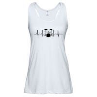 Drum Heartbeat Lifeline Music Lover Gift Drummer Ladies Essential Flowy Tank