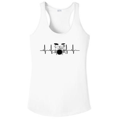 Drum Heartbeat Lifeline Music Lover Gift Drummer Ladies PosiCharge Competitor Racerback Tank