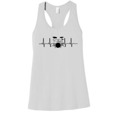 Drum Heartbeat Lifeline Music Lover Gift Drummer Women's Racerback Tank